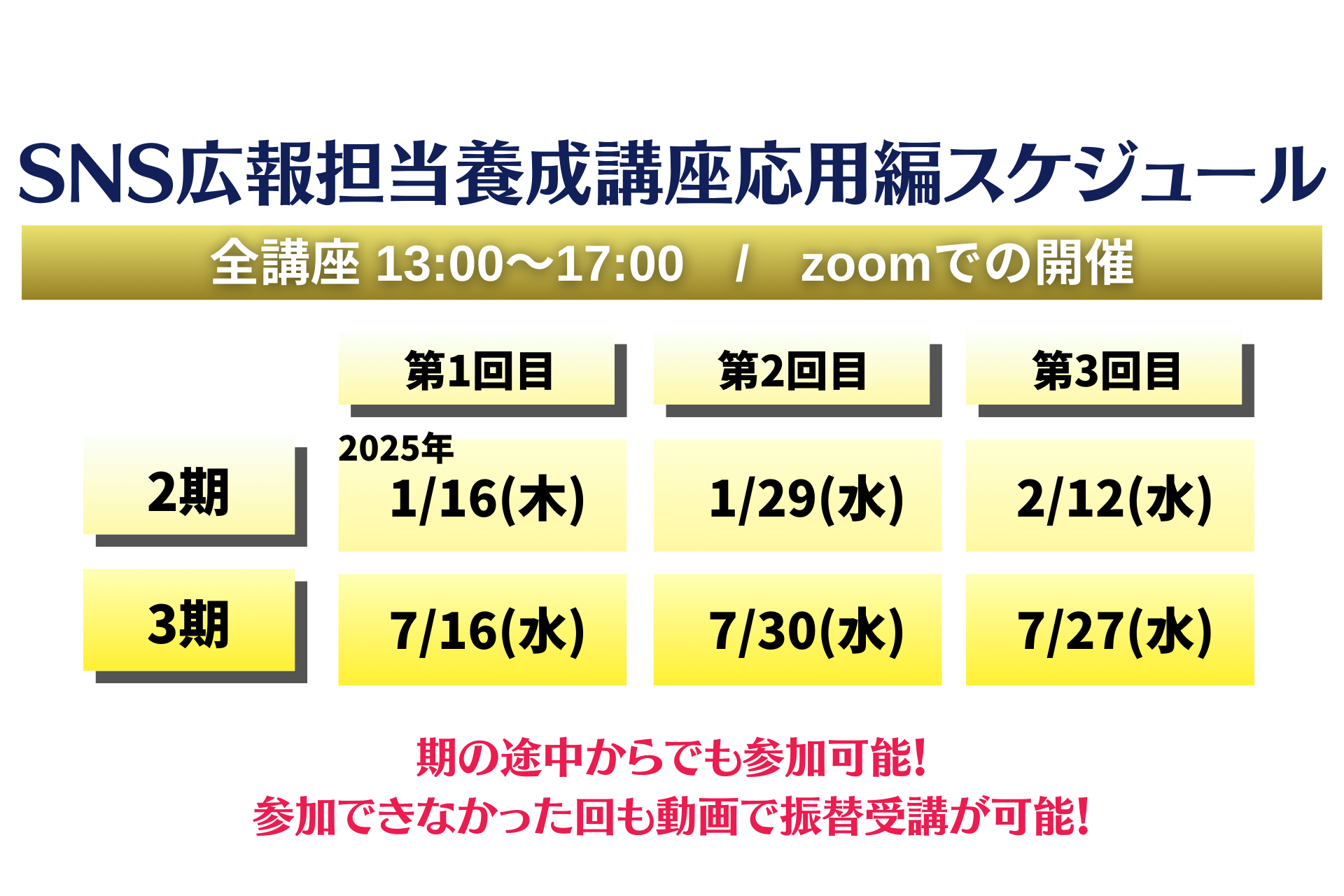 SNS広報担当養成講座応用編スケジュール